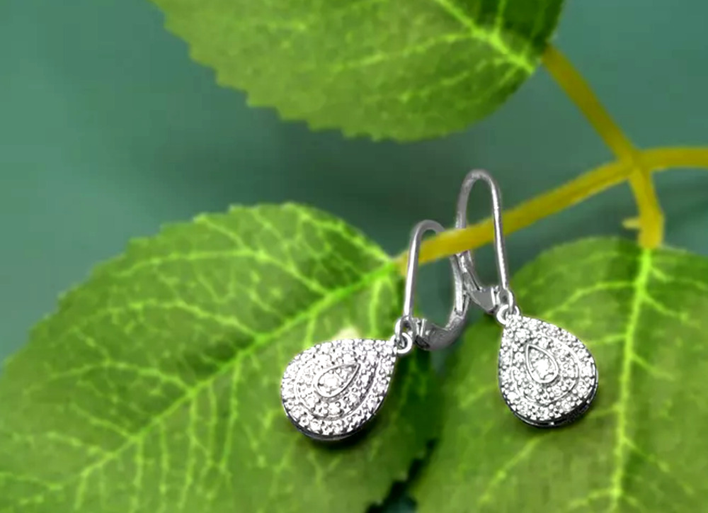 Diamond Earrings(1/4 ct. t.w.) in Sterling Silver~Gift For Her